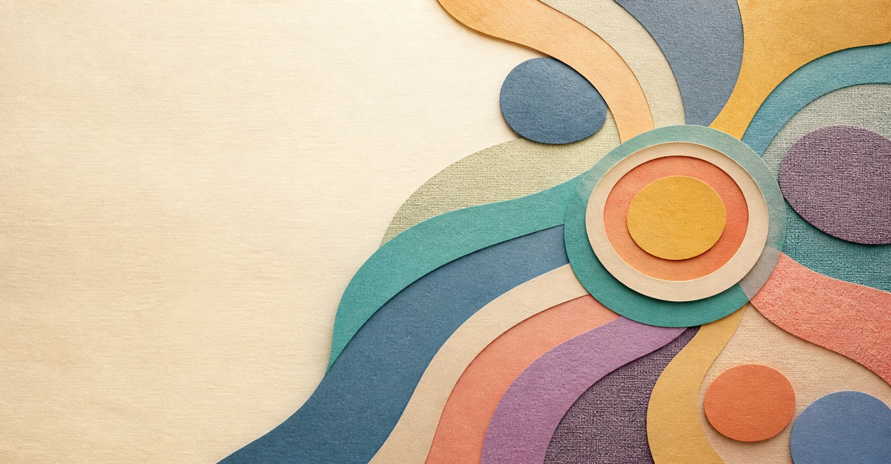 Colorful paths joining around a shared central circle.