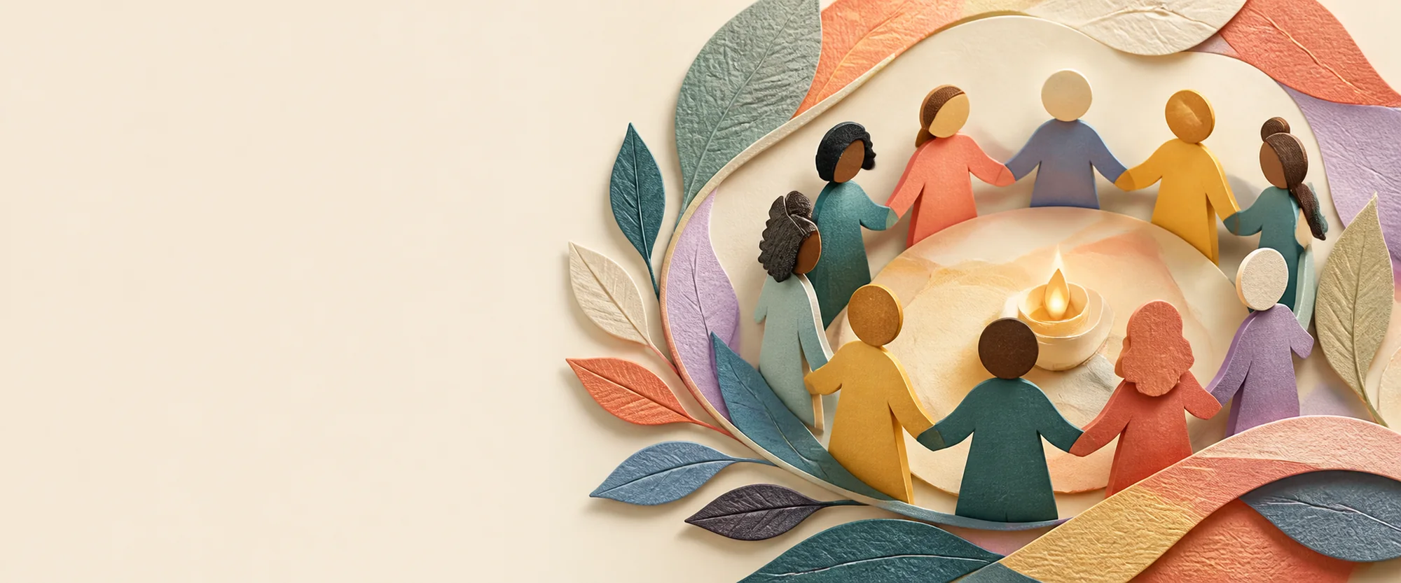 A diverse group seated together around a circular table.
